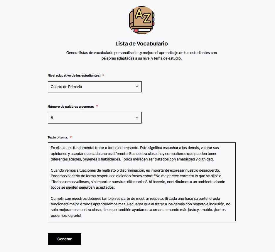 Lista de Vocabulario - EduLabs Docentes